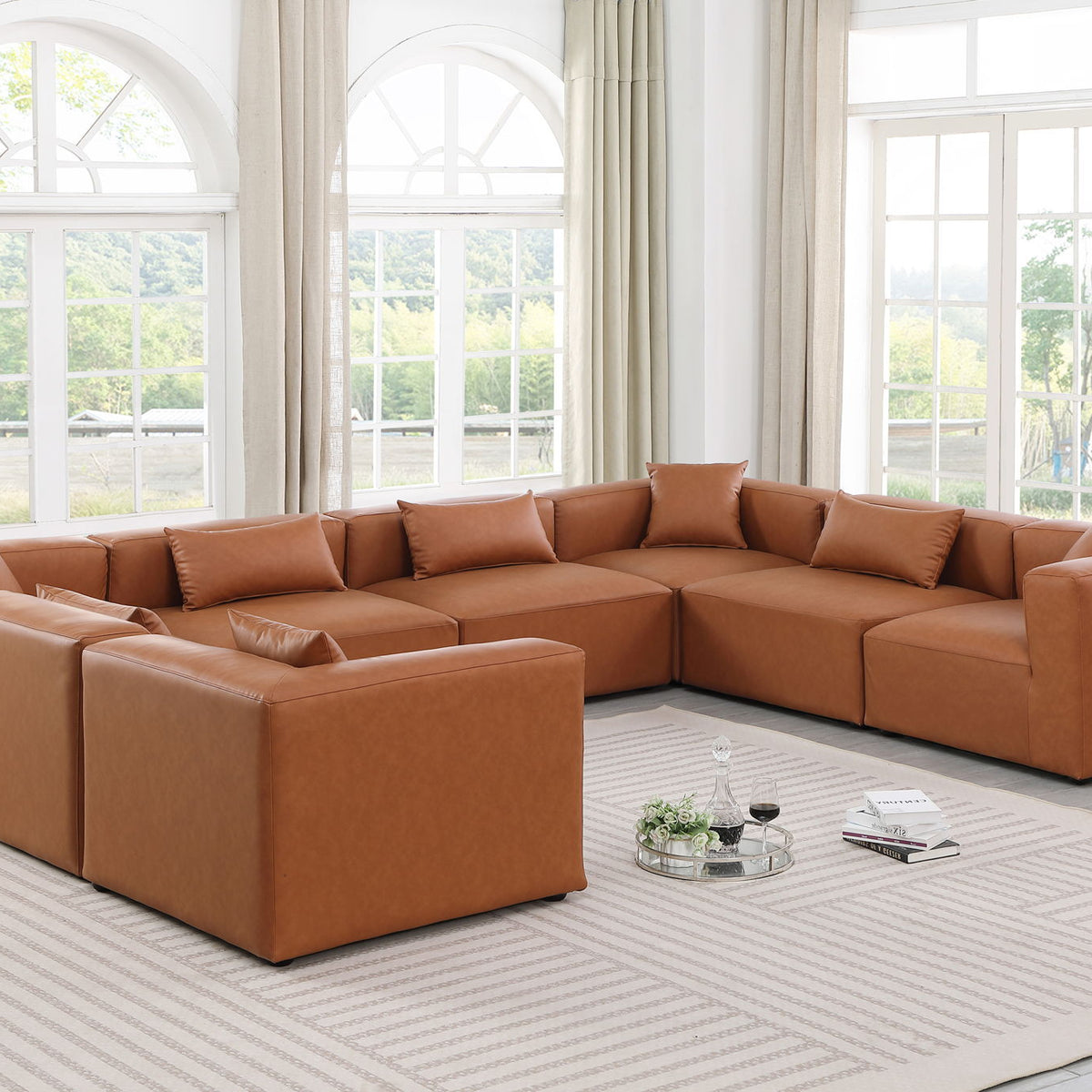 Cube - 8 Piece Modular Sectional - Cognac
