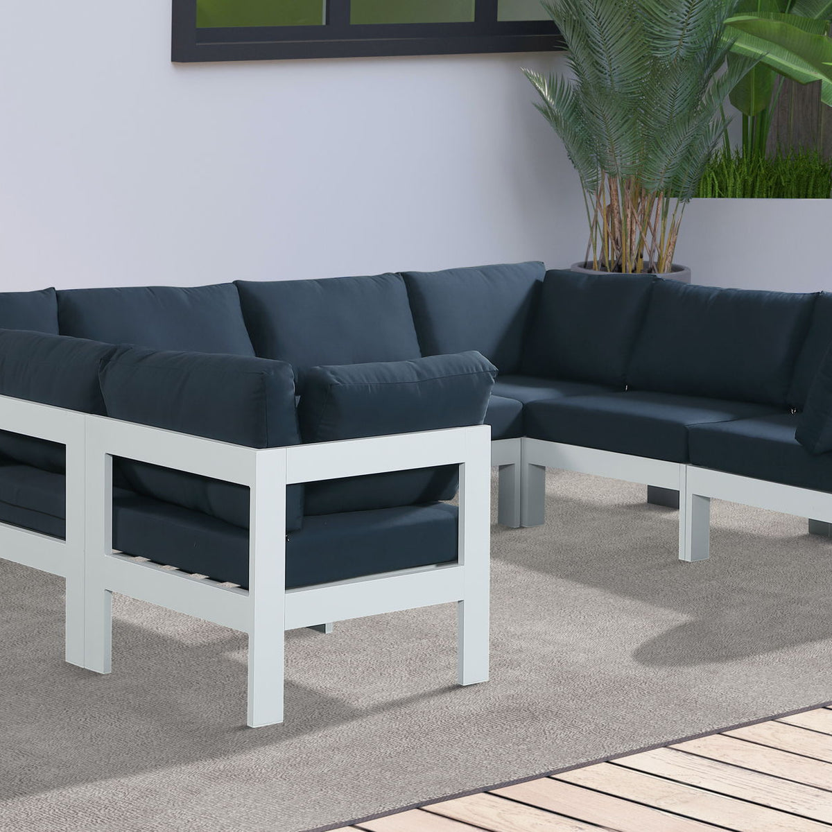 Nizuc - Outdoor Patio 8 Piece Modular Sectional With White Frame