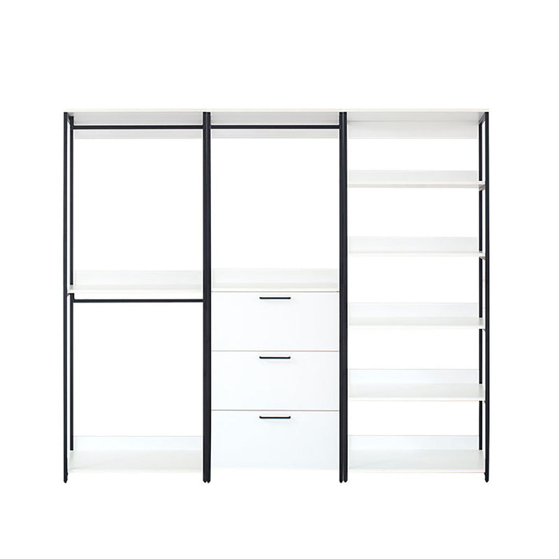 Fiona - Freestanding 3 Tower Wood Closet System With Metal Frame 7 Shelf Walk - White