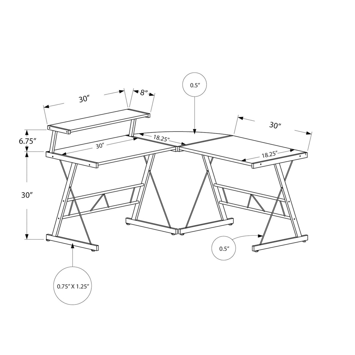 Computer Desk, Home Office, Corner, L Shape, Laptop, Durable Construction