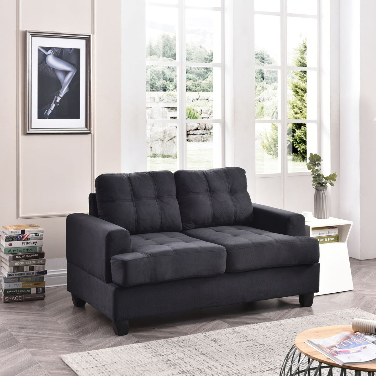 Stylish Transitional Loveseat For Two