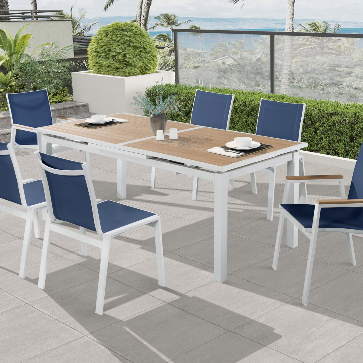 Nizuc - Outdoor Patio Dining Chair With White Frame (Set of 2)