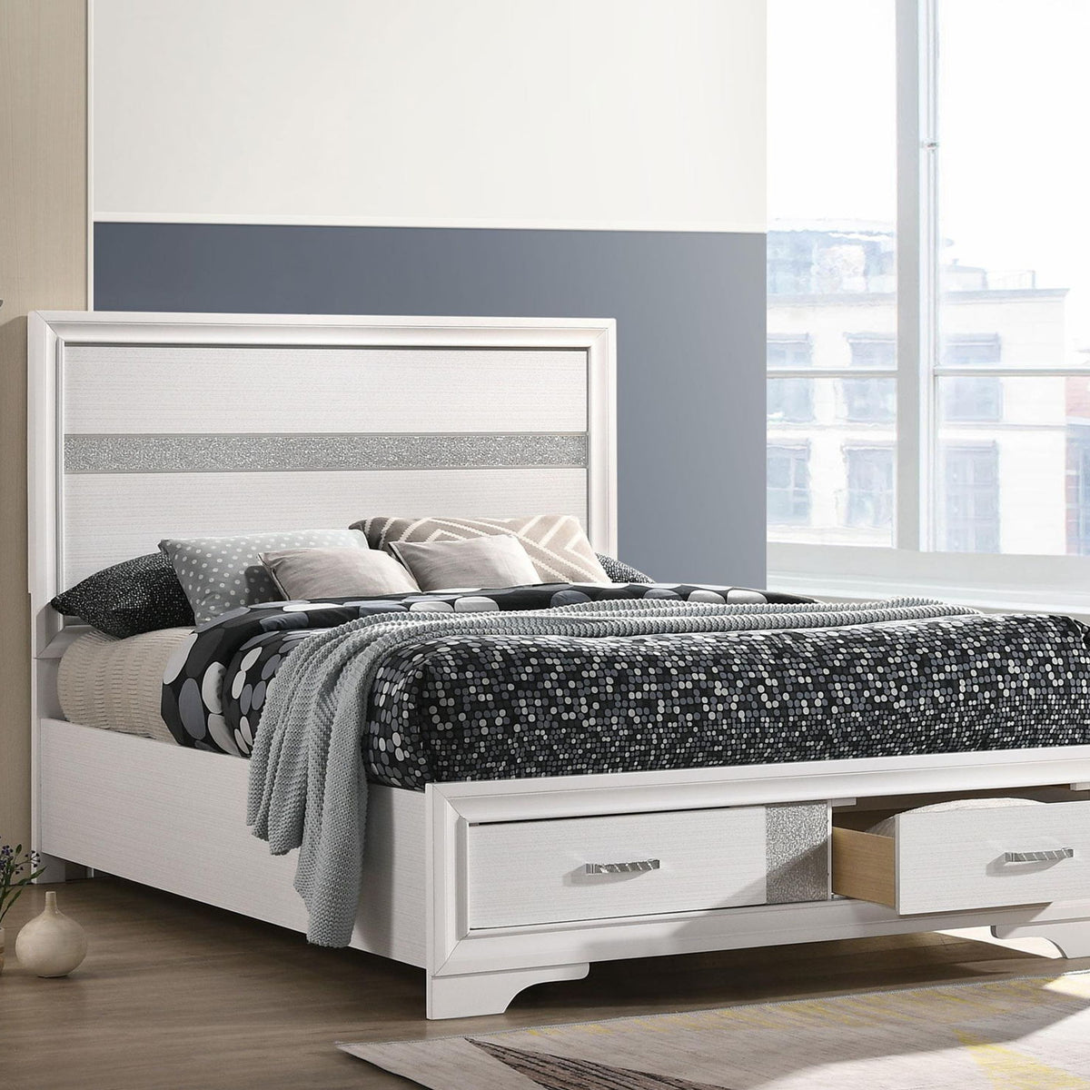 Miranda 51-inch Wood Full Storage Panel Bed White