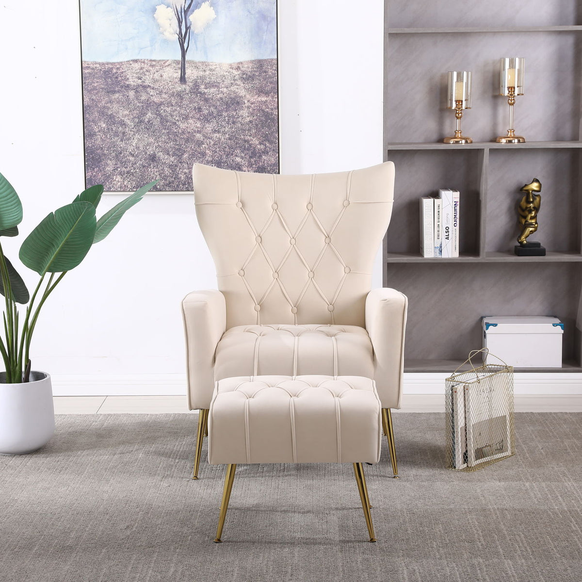 Accent Chair With Ottoman, Comfy Armchair For Living Room