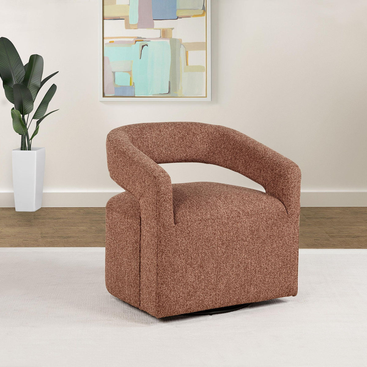 Westhill Boucle Upholstered Swivel Accent Chair Berry