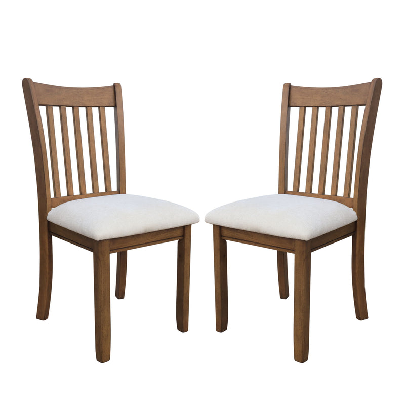 Modern Dining Chair, Wooden Back, Cushion Seats (Set of 2)