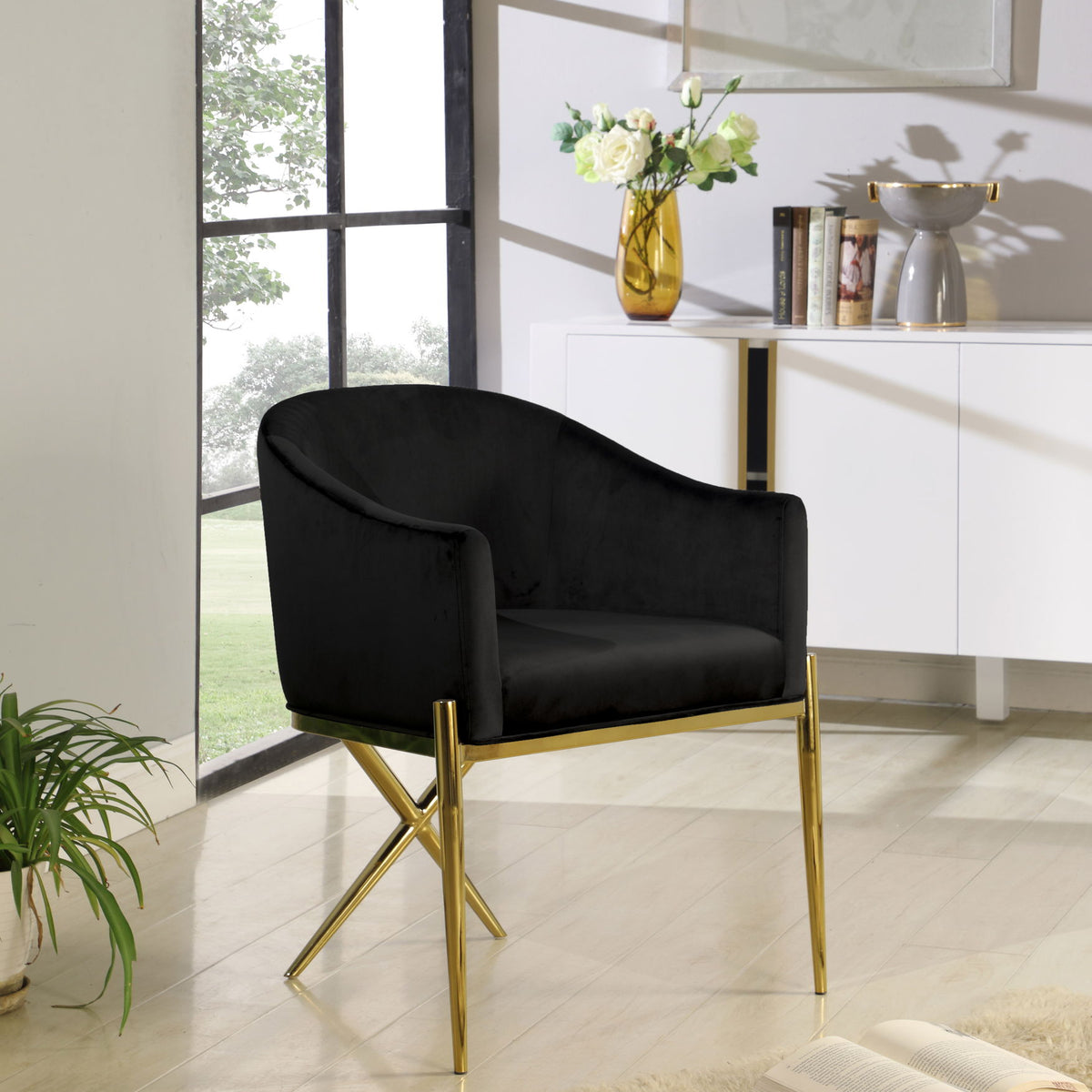 Xavier - Dining Chair with Gold Legs