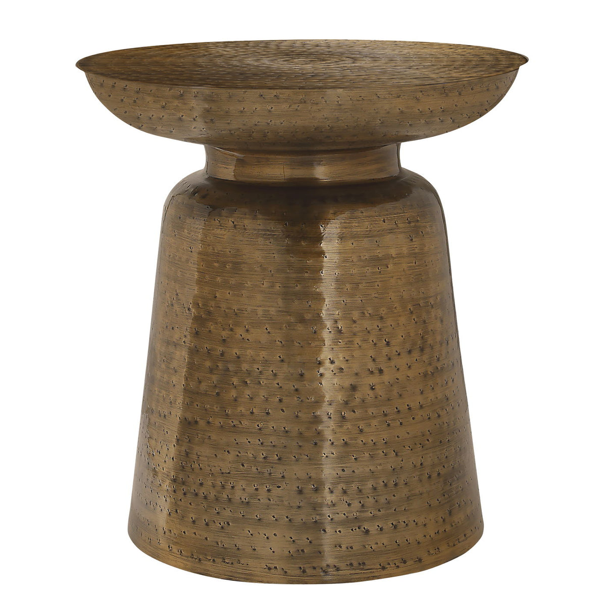 Drum Accent Side Table, Hammered Texture