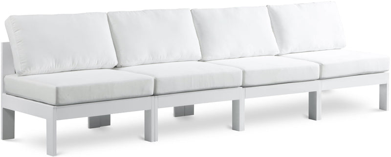 Nizuc - Outdoor Patio 4 Seat Armless Modular Sofa With White Frame