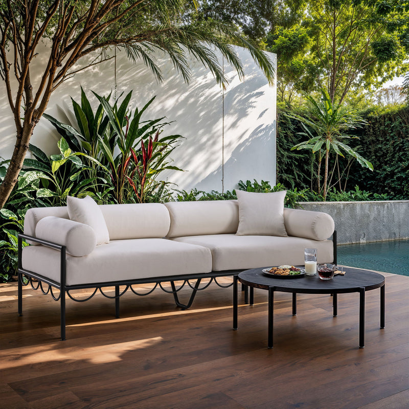 Portofino - Resilient Water Repellent Fabric 85.75" Upholstered Outdoor Patio Sofa