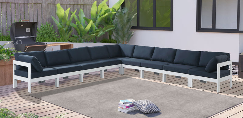 Nizuc - Outdoor Patio 9 Piece Modular Sectional With White Frame