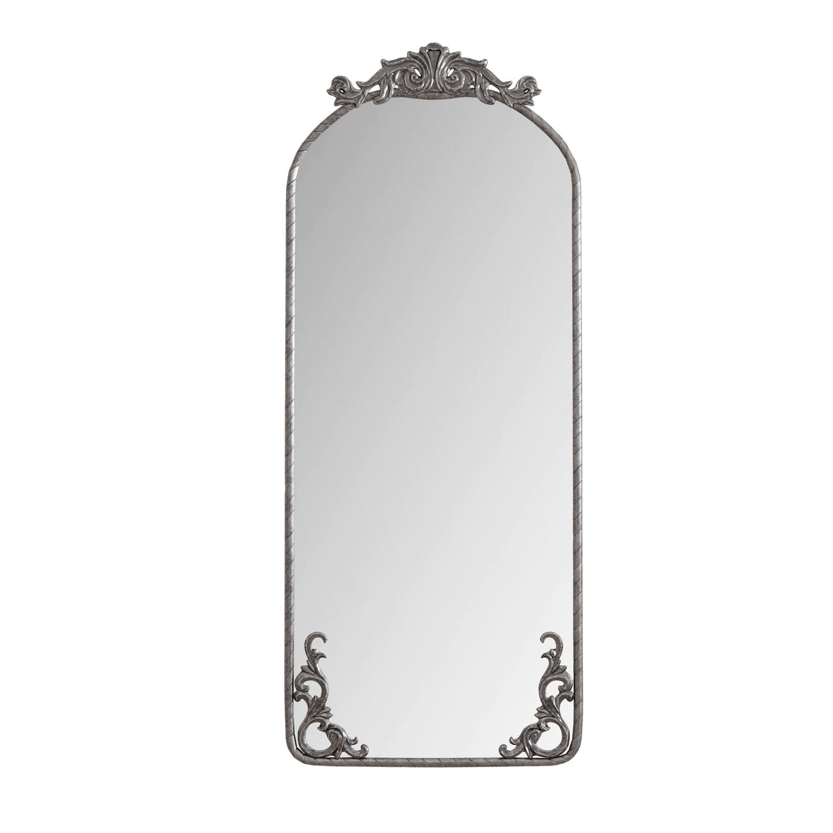Full Body Arched Mirror With Vintage Carved Applique