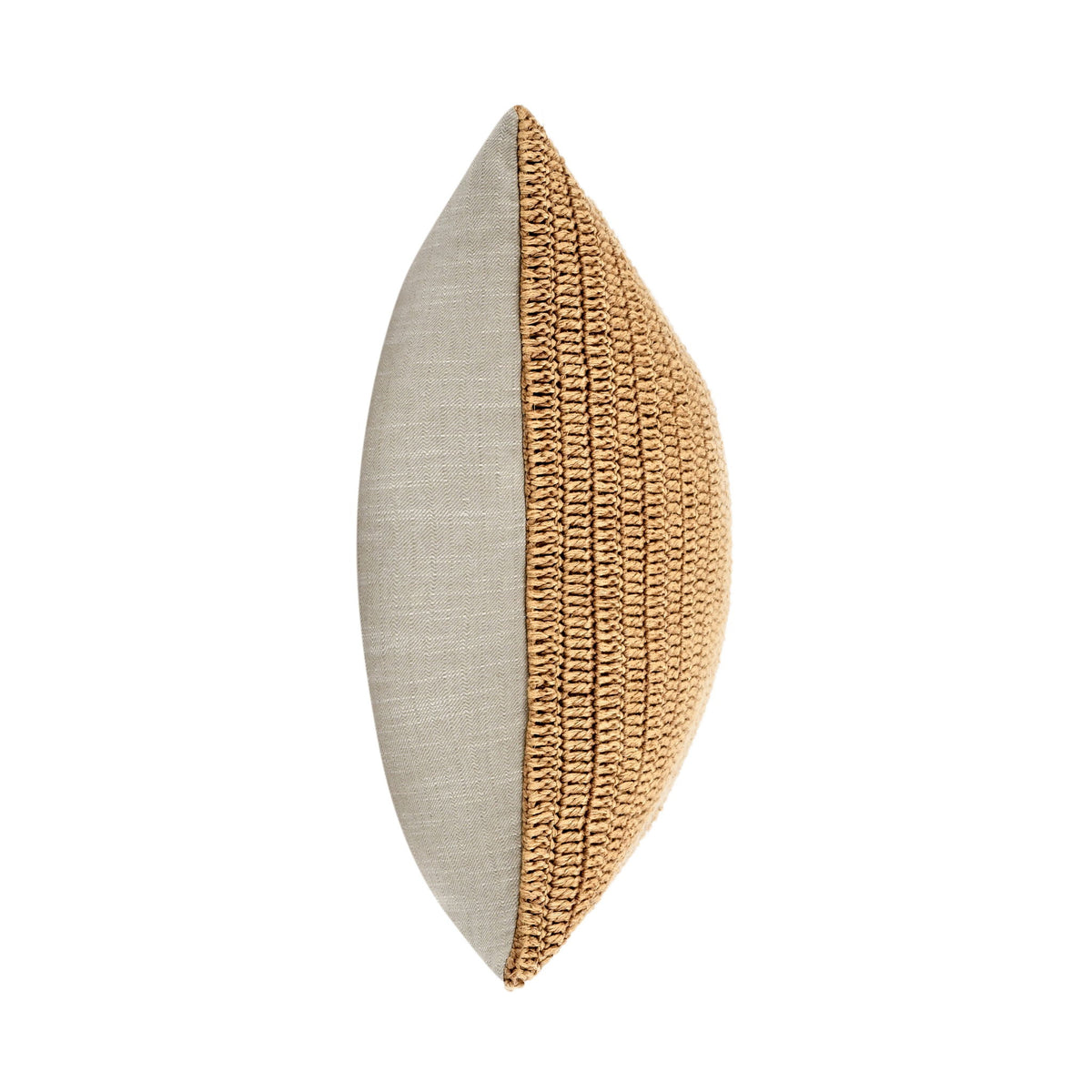Honey woven pillow side view with textured border edge
