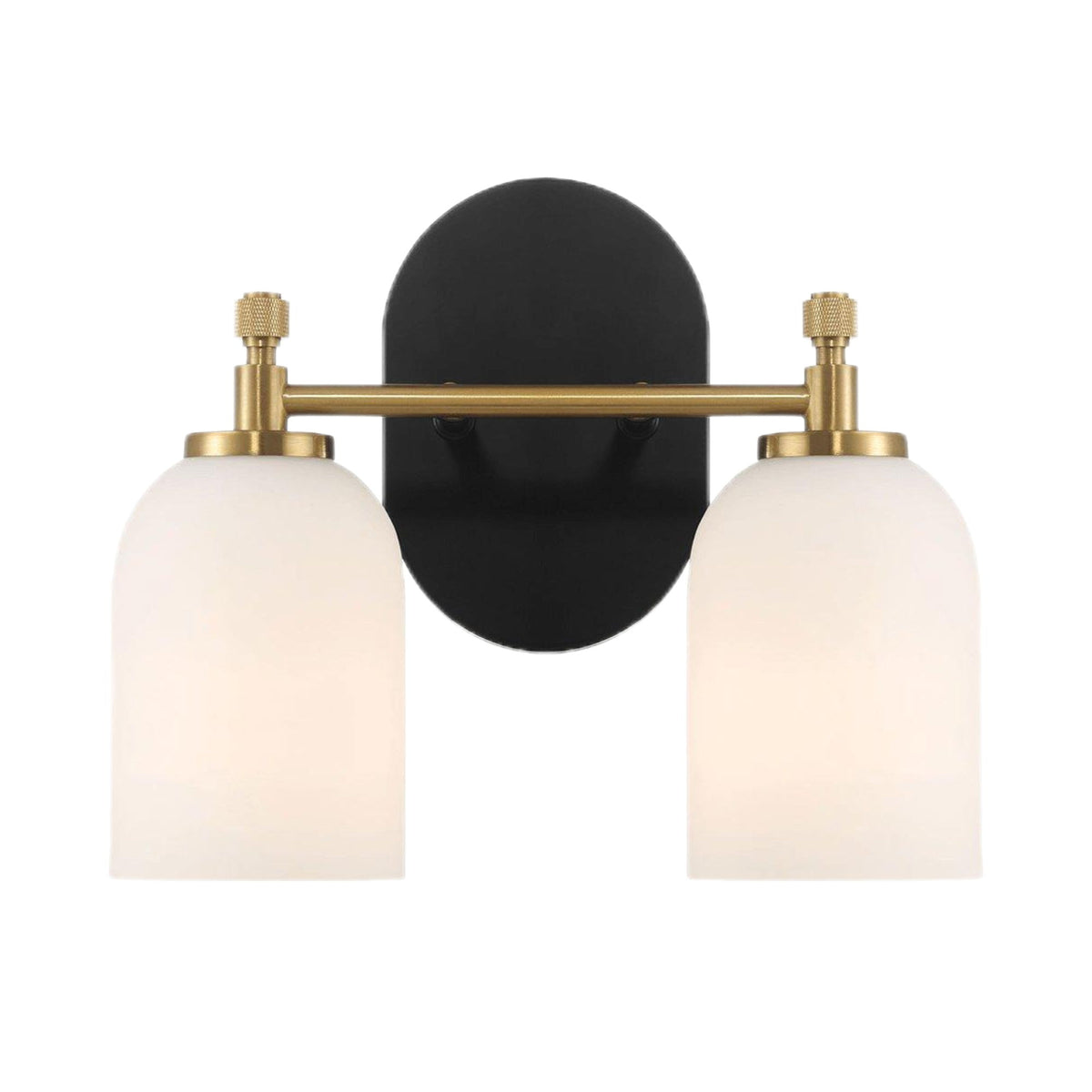 Vortex - 2 Lights Vanity In Traditional Style For Over Bathroom Mirror Wall Sconce - Black / Gold / White