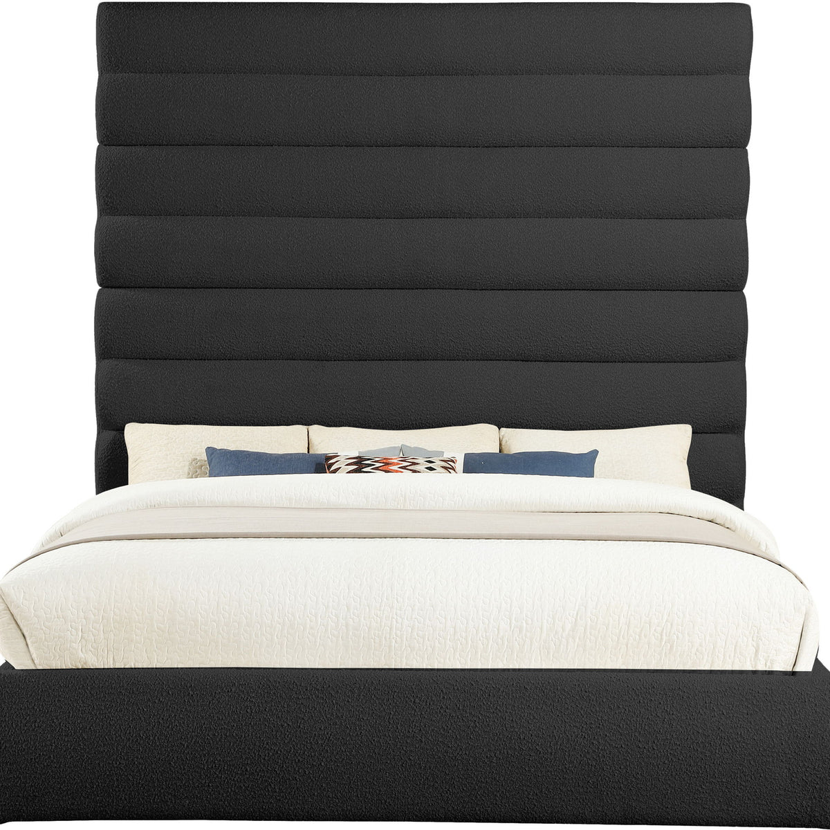 Adam - Boucle Fabric Bed With 89" Headboard