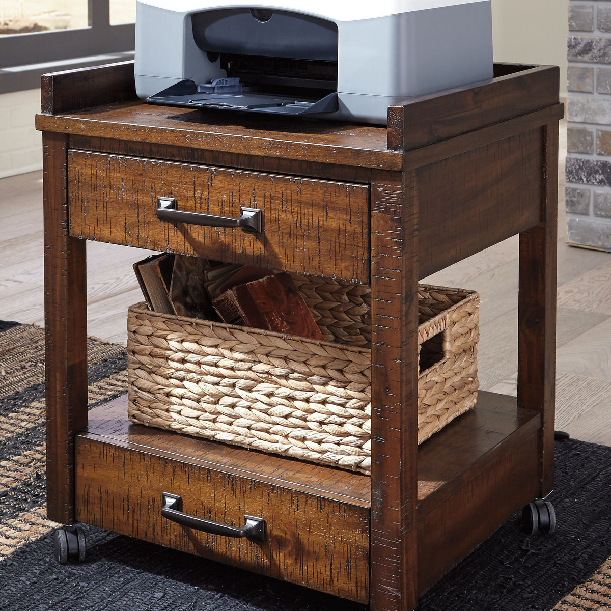 Baldridge - Rustic Brown - Printer Stand