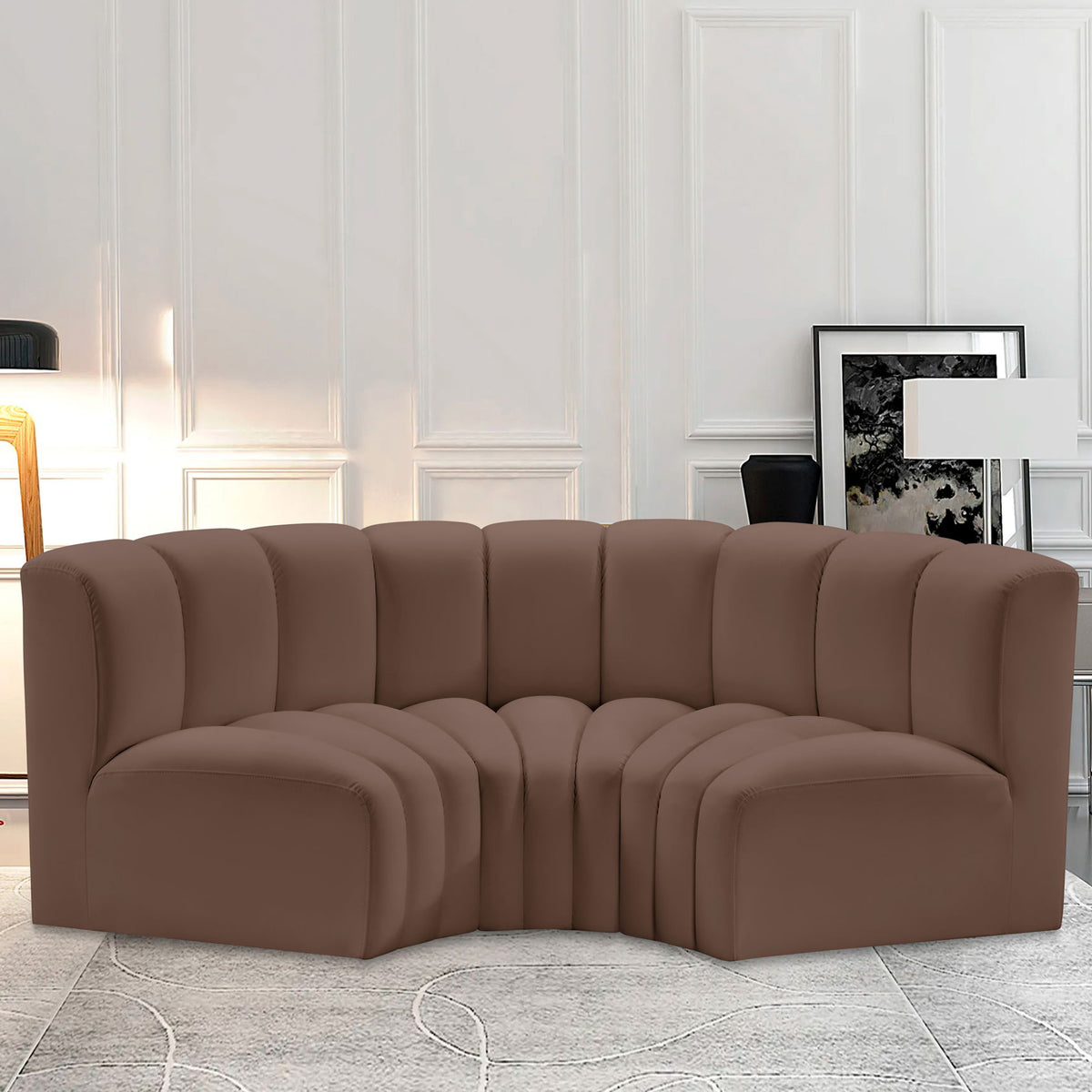 Arc - Faux Leather 3 Piece Modular U-Shaped Sofa