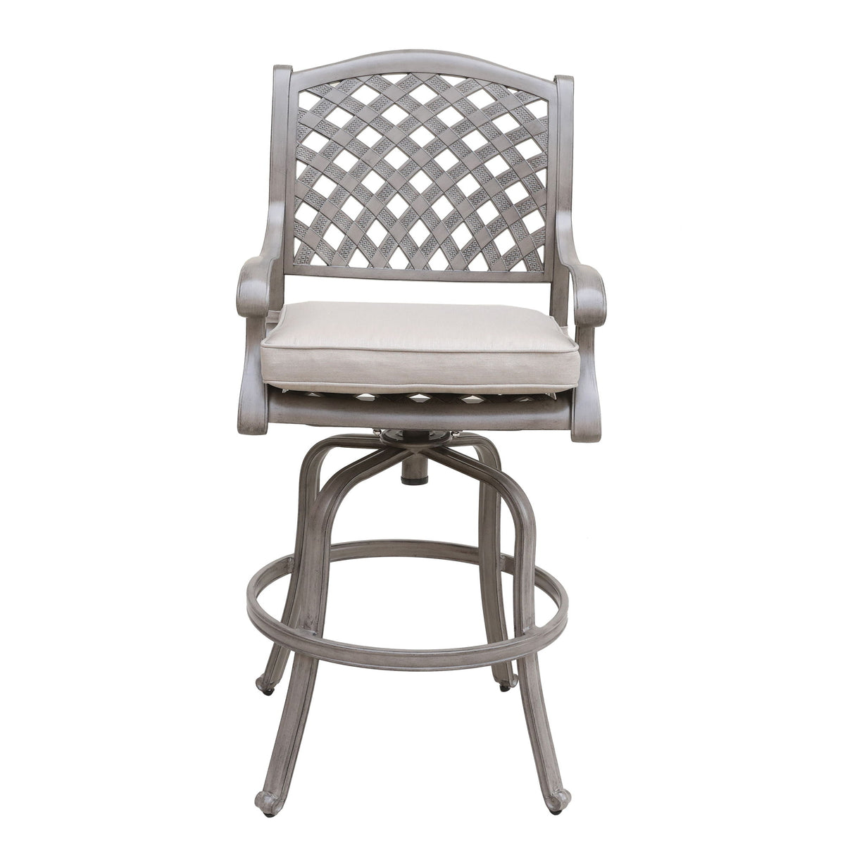 Cast Aluminum Bar Stool With Cushion (Set of 2) - Gray