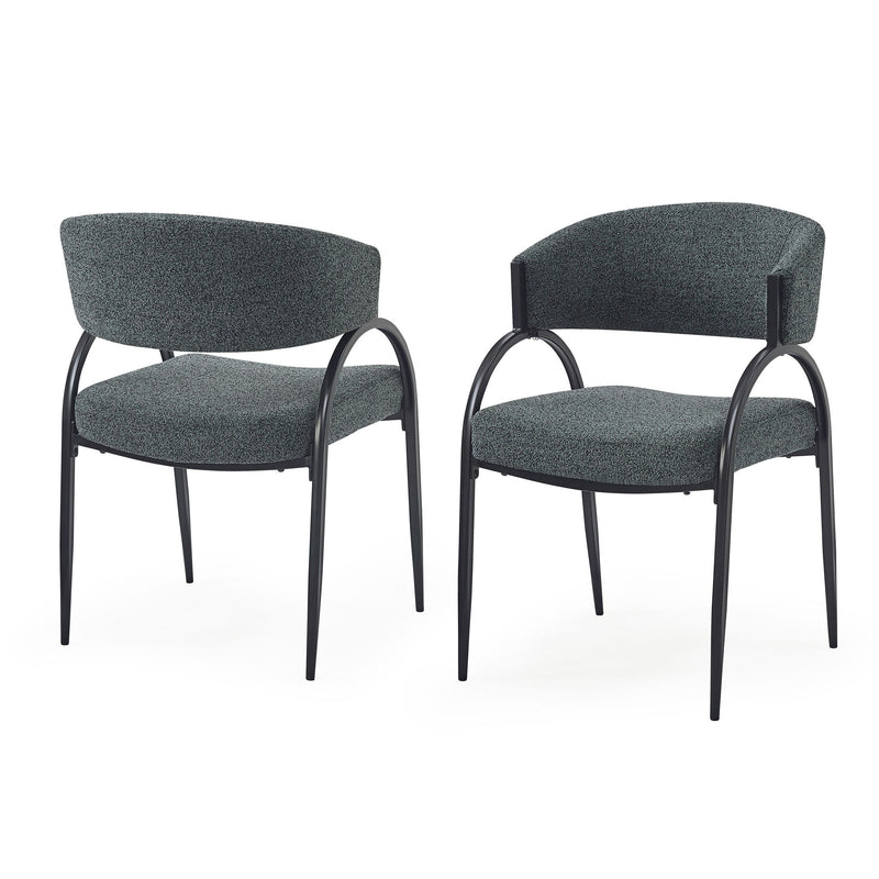 Contemporary Upholstered Dining Chairs With Metal Legs (Set of 2)
