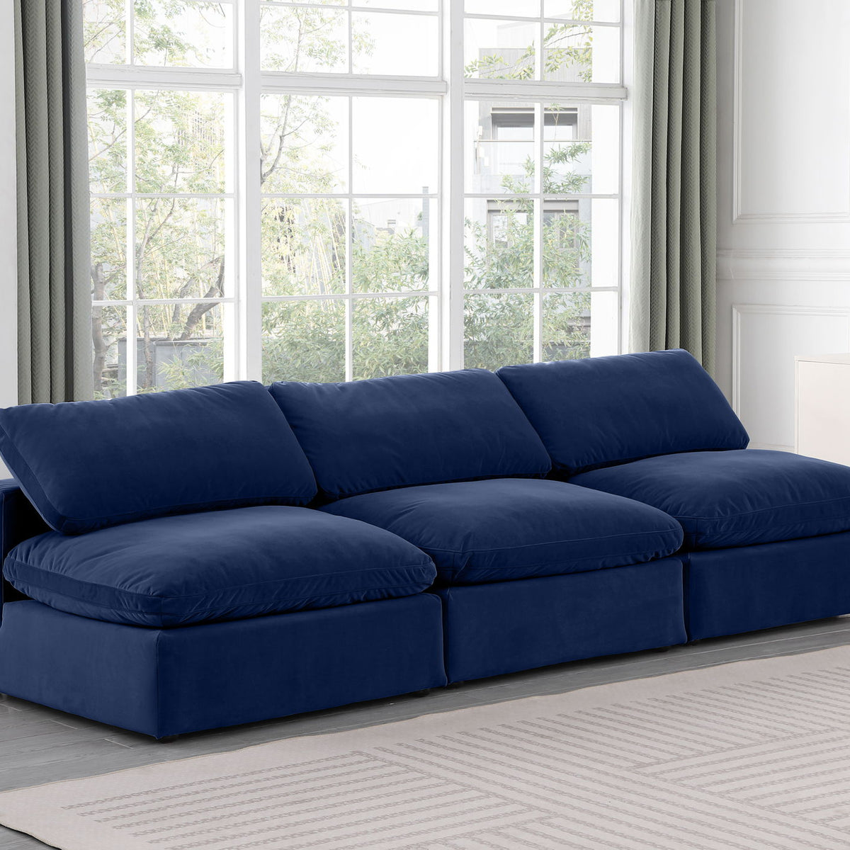 Comfy - Velvet Modular Armless Sofa 3 Seats