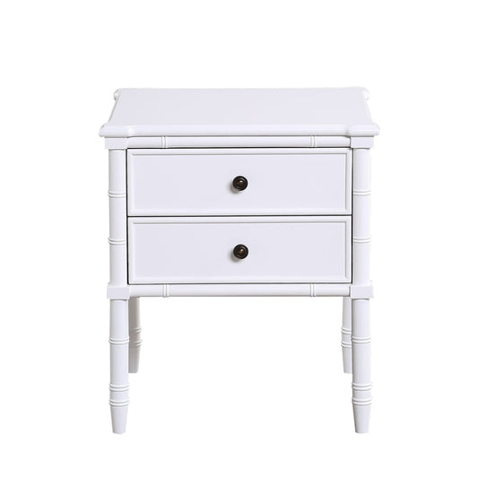 Emmett - 2 Drawer Nightstand With Carved Legs - White