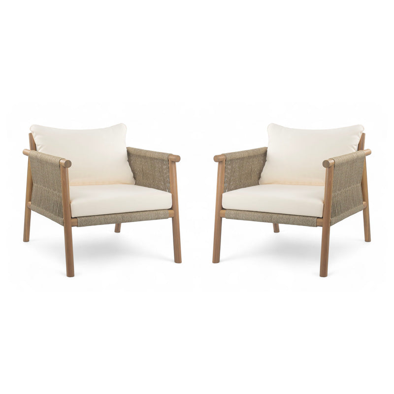 Modern Outdoor Woven Lounge Chair With Solid Frame And Cushions