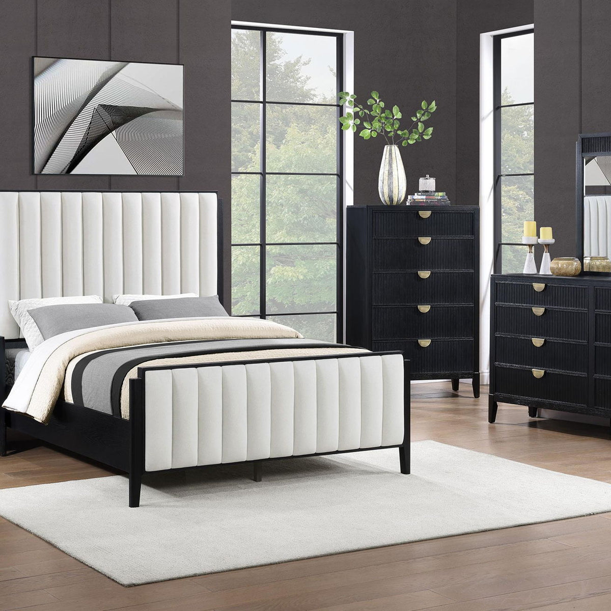 Brookmead 5-piece Upholstered Eastern King Bedroom Set Black