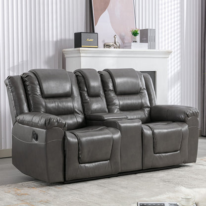 2 Seater Home Theater Recliner Manual Recliner Chair With A Storage Box And Two Cup Holders For Living Room