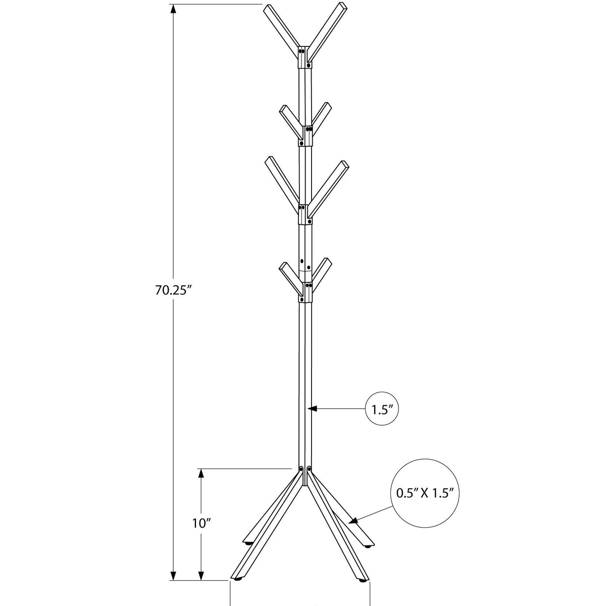 Coat Rack, Hall Tree, Free Standing, 8 Hooks, Entryway, Contemporary & Modern