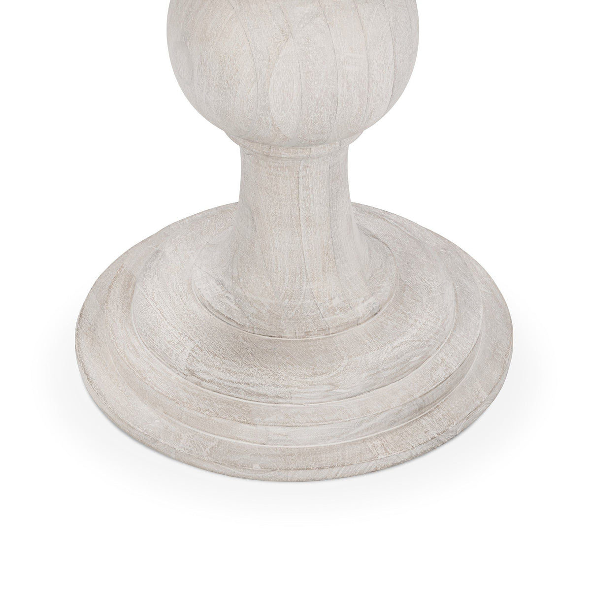 Creamwood round pedestal table base with wide flared base plate
