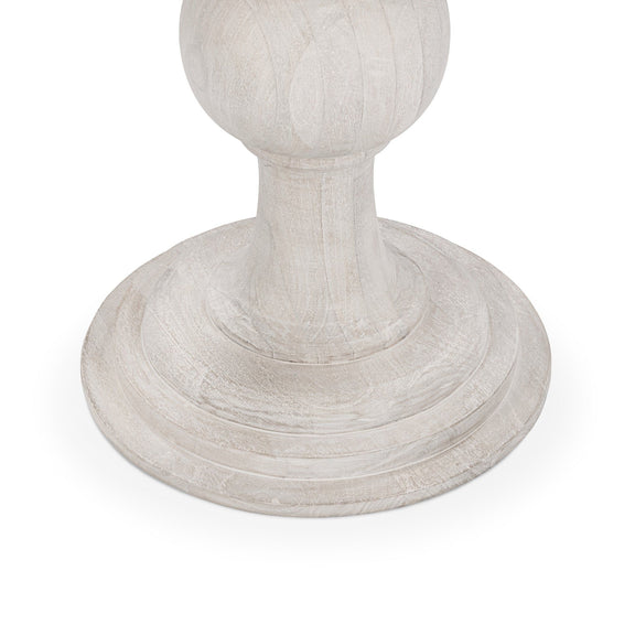 Creamwood round pedestal table base with wide flared base plate