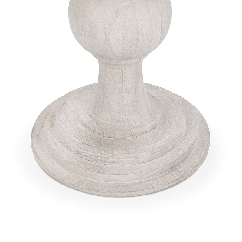 Creamwood round pedestal table base with wide flared base plate