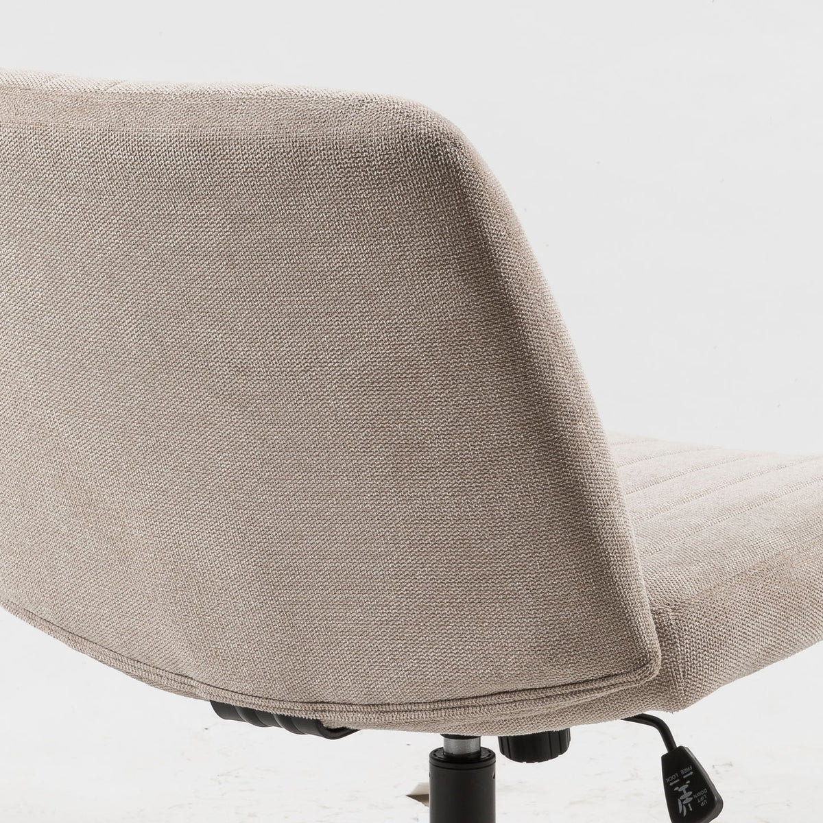 Cross Legged Office Chair, Wide Comfty Desk Chair, Vanity Home Chair, Armless Computer Task Chair With Wheels, Swivel And Height Adjustable - Beige