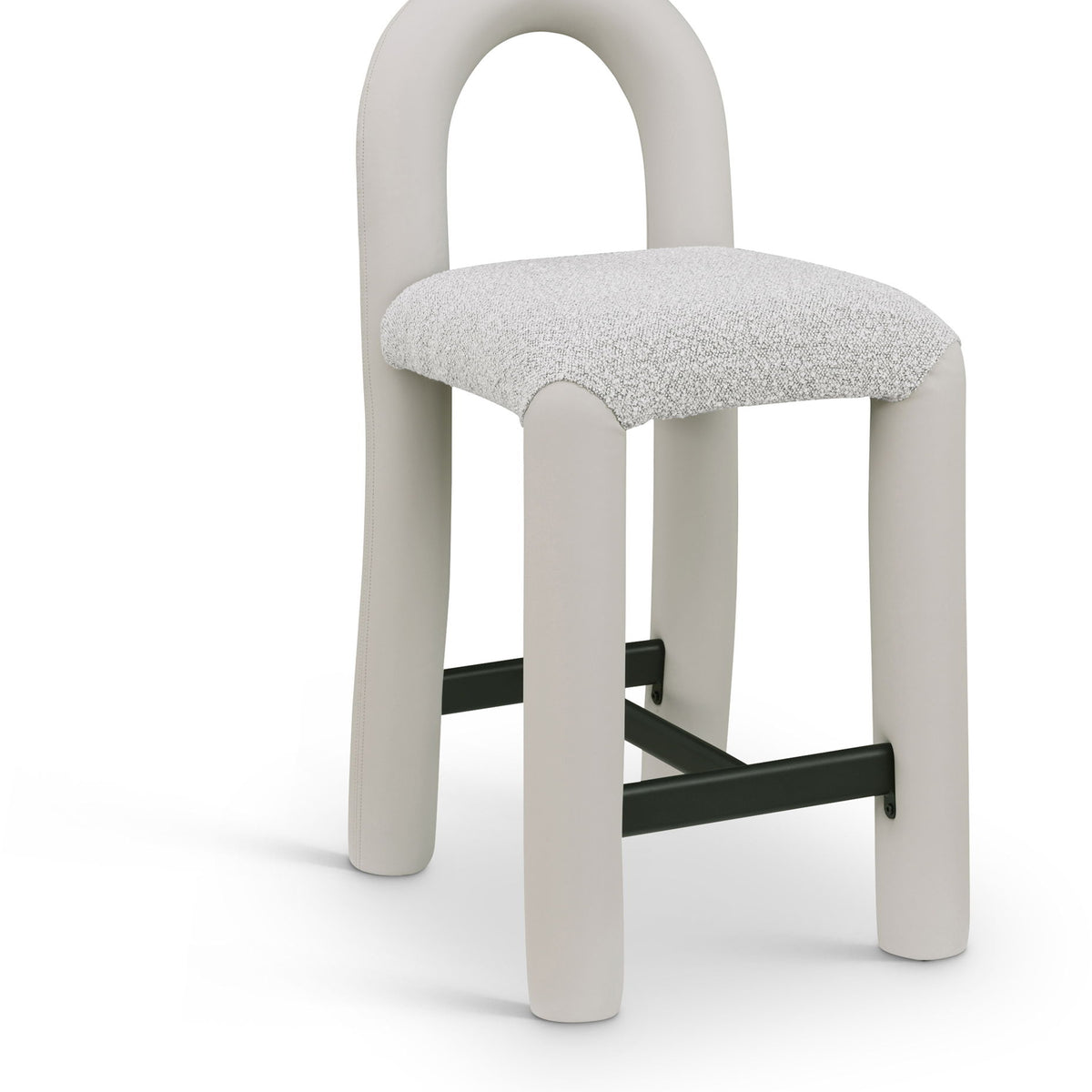 Amari - Vegan Leather and Boucle Fabric Stool
