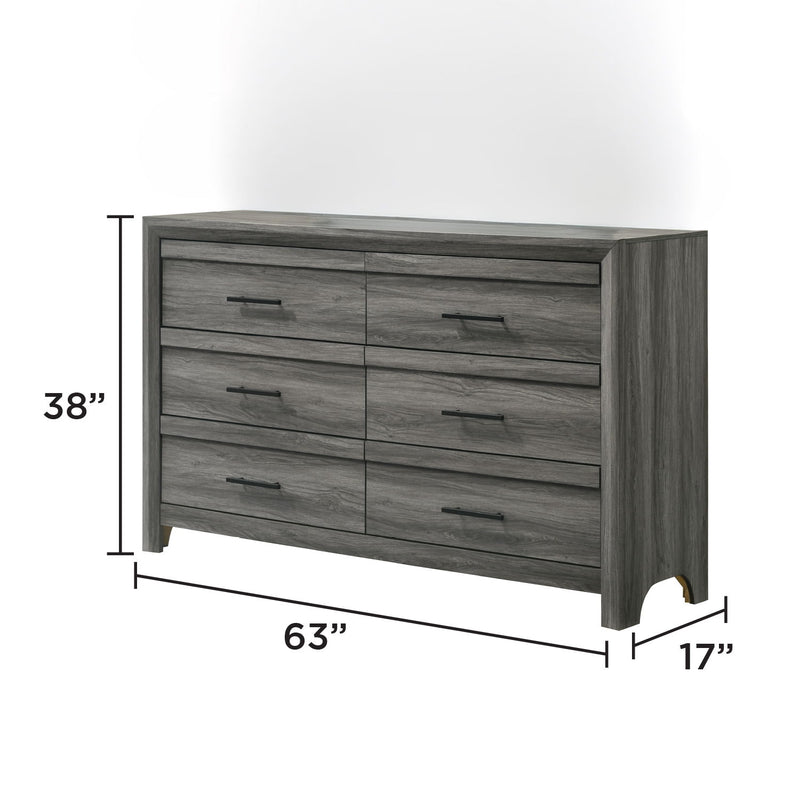 Denver - 6 Drawer Dresser - Gray