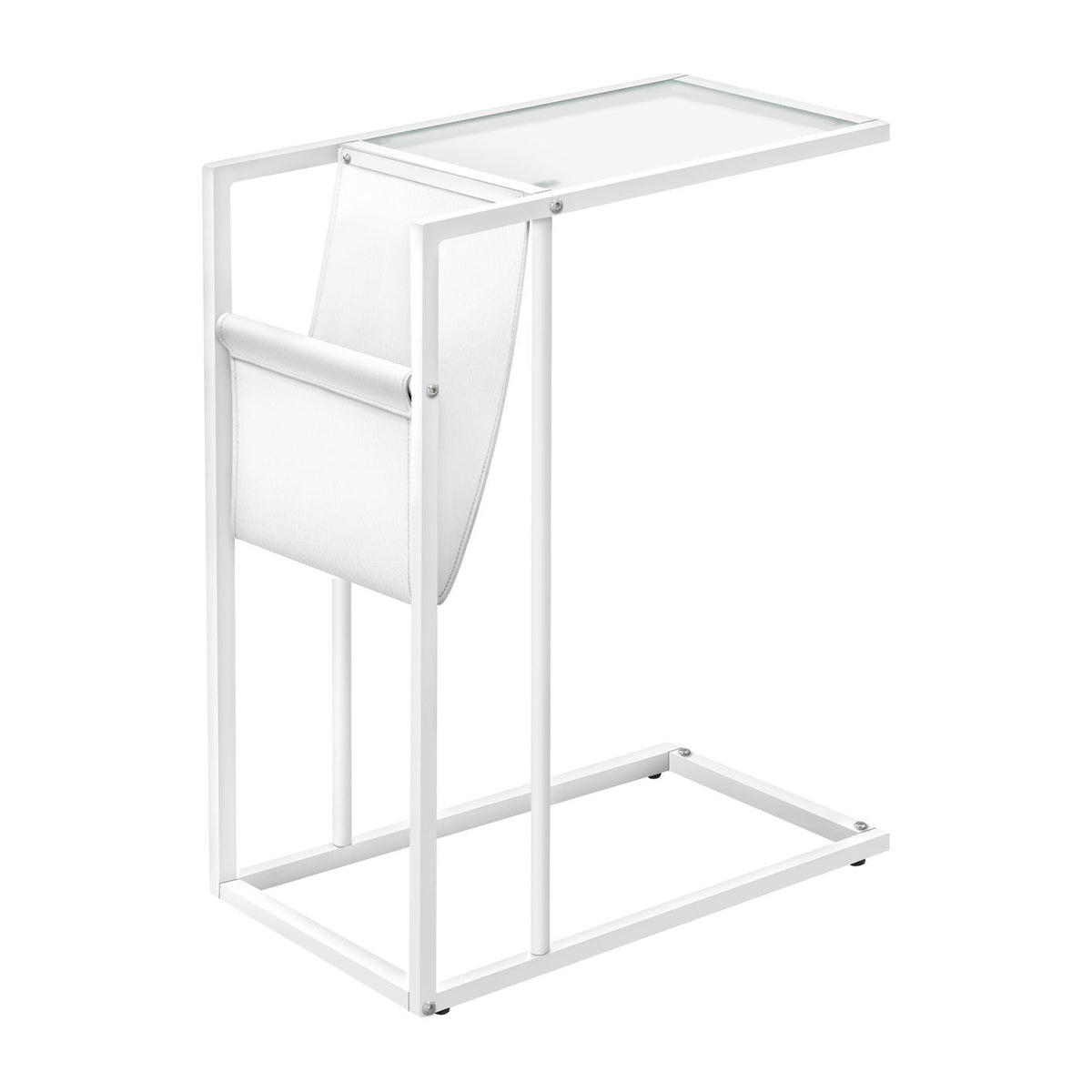 Accent Table, C - Shaped, Contemporary And Modern - White