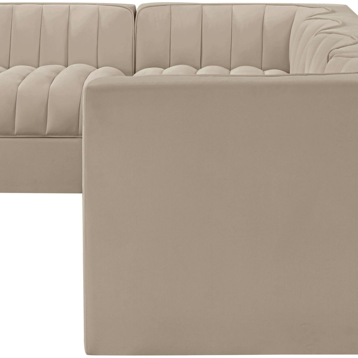 Rummi - Velvet Performance Fabric Upholstered 5 Piece Modular Sectional, L-Shaped (Right)