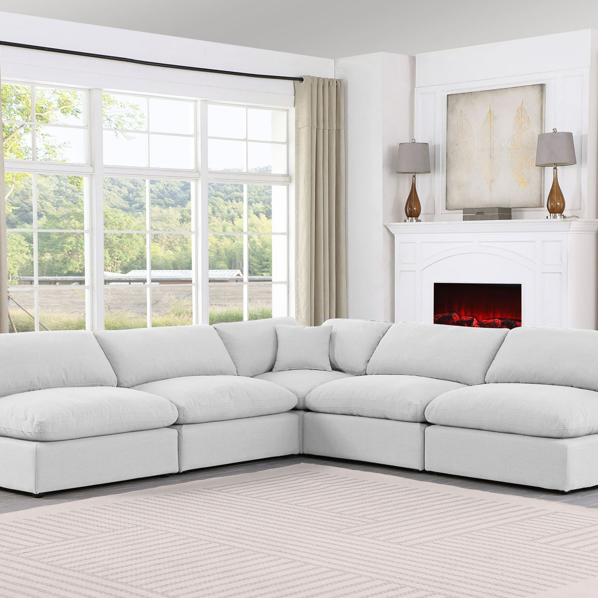 Comfy - 5 Piece Linen Modular Corner Armless Sectional