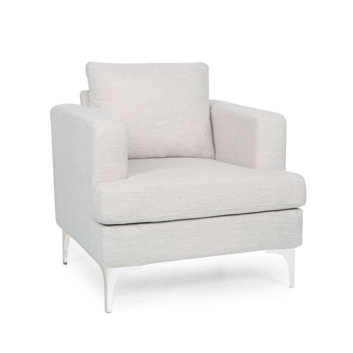 Upholstered Fabric Club Chair With Iron Legs - Beige