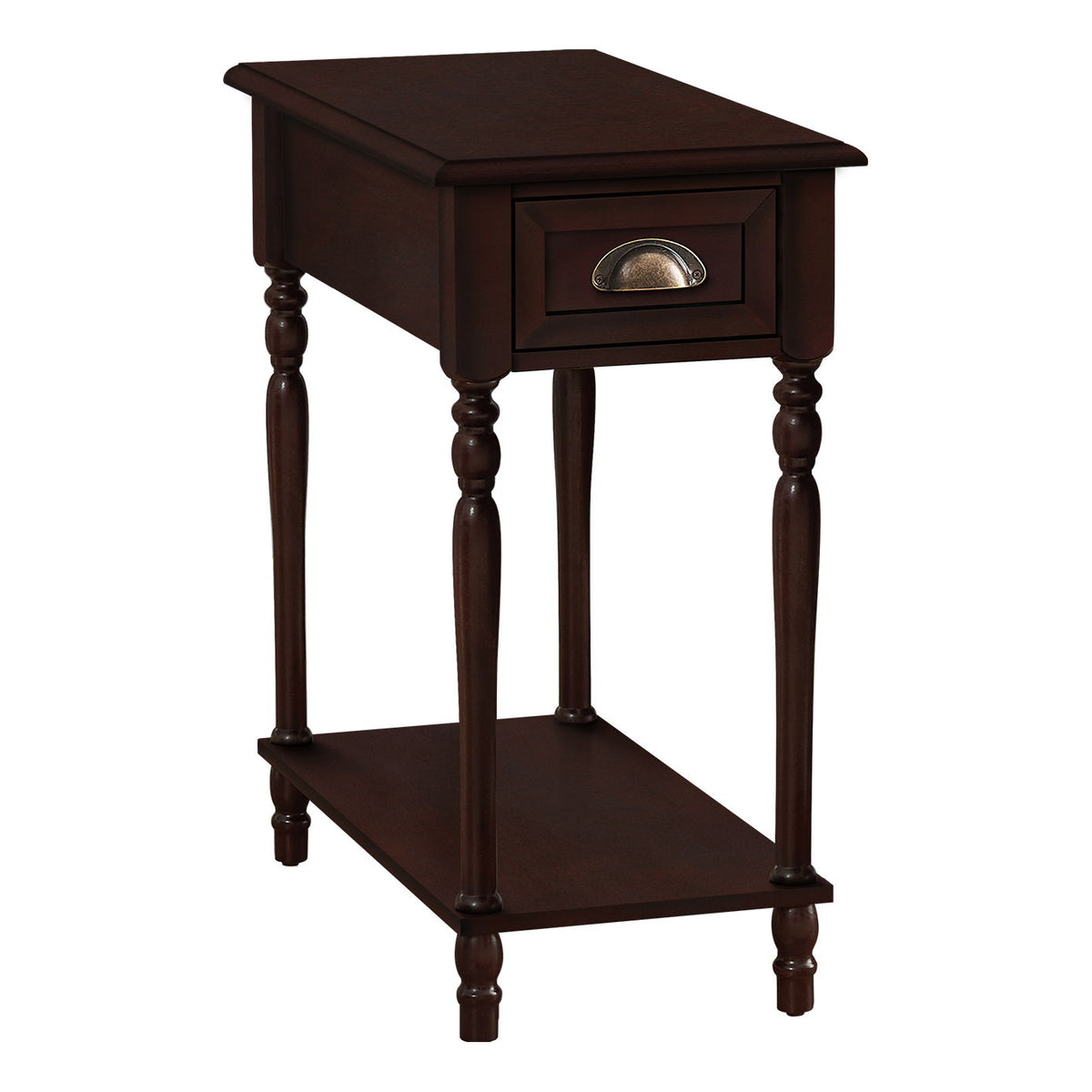 Accent Side Table, 2 Tier, Storage Drawer, Stylish Traditional Design