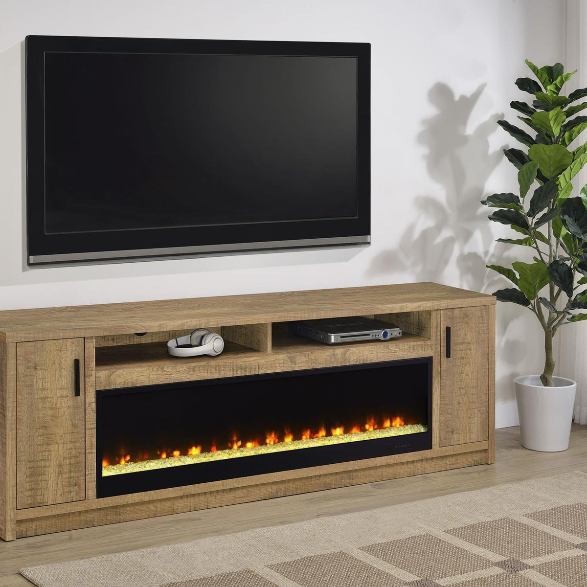 Eddy 79-inch 2-door TV Stand Fireplace Media Console Mango