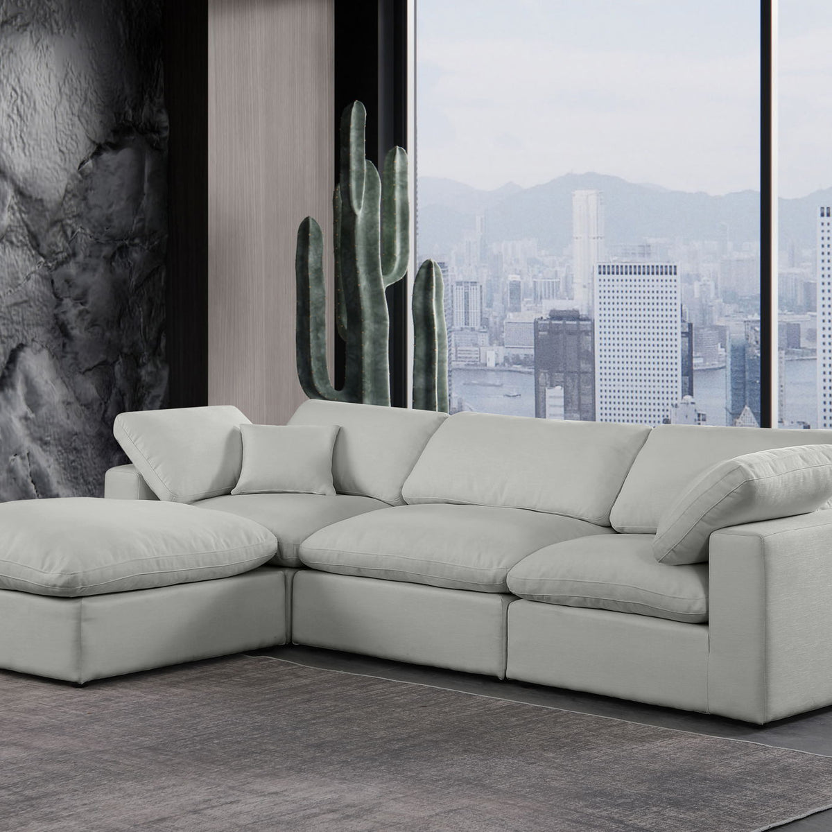 Comfy - 4 Piece Linen Fabric Modular Sectional With Chaise