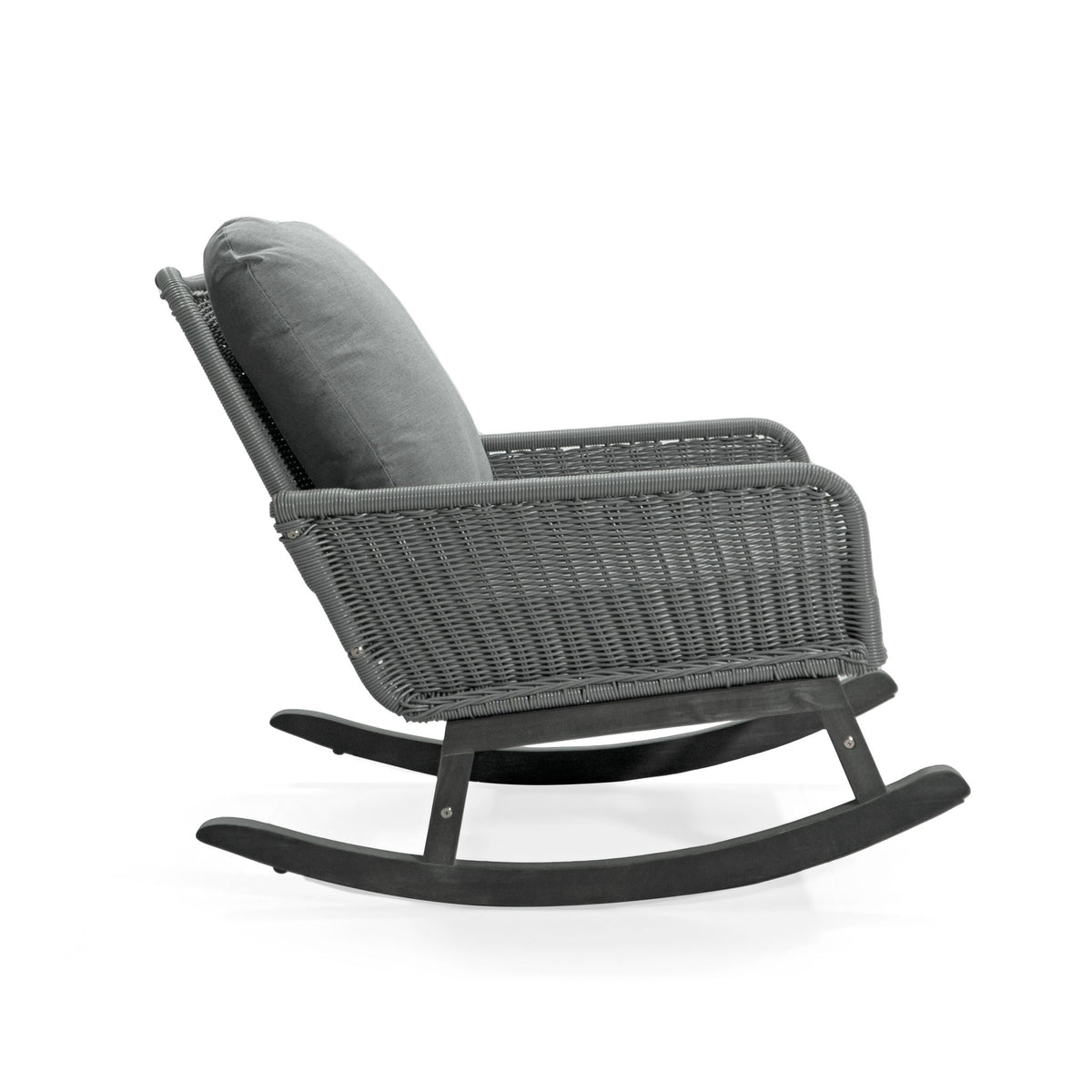 Contemporary Minimalist Wicker Rocking Chair With Soft Polyester Cushions