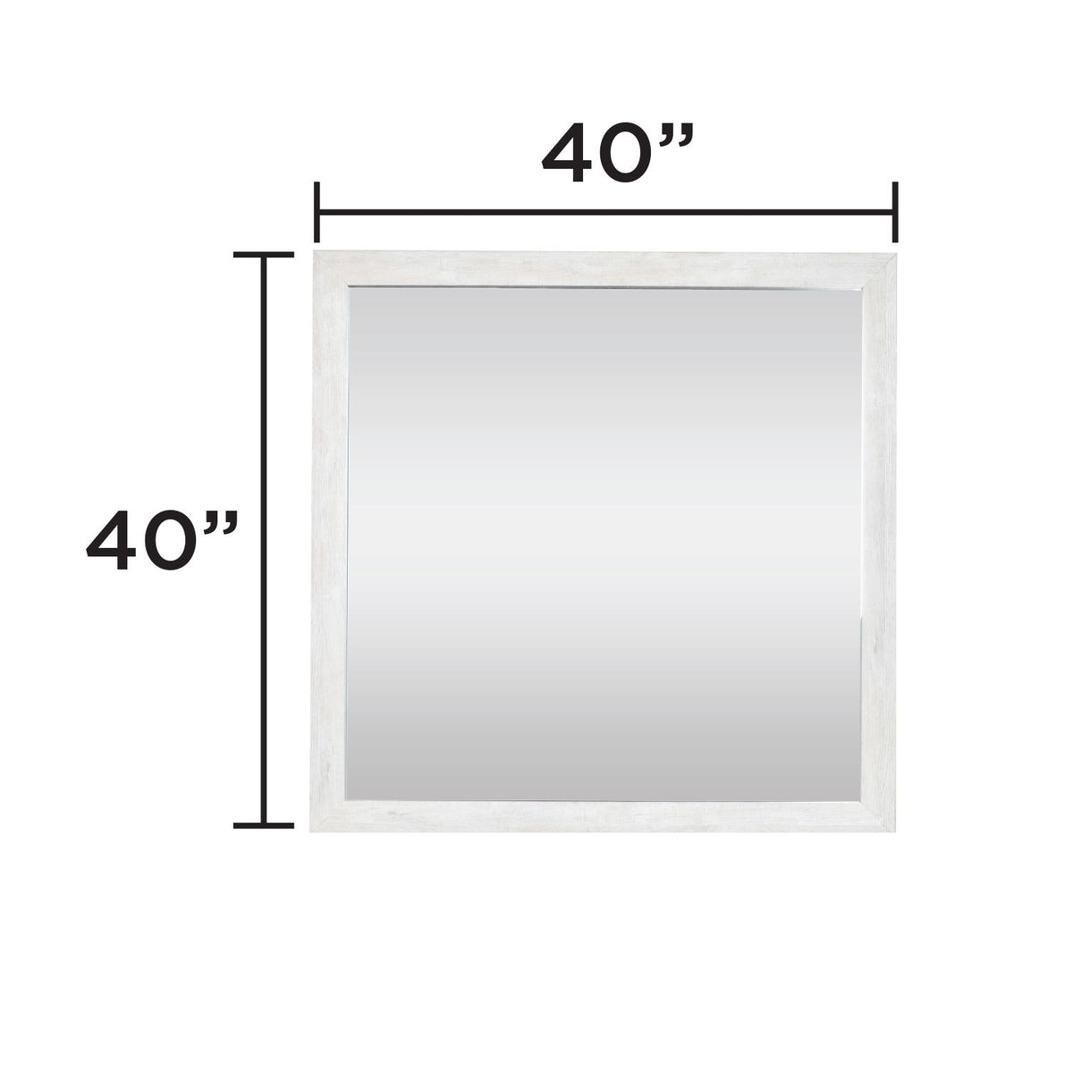 Square mirror with a rustic natural wood frame, measuring 40 by 40 inches
