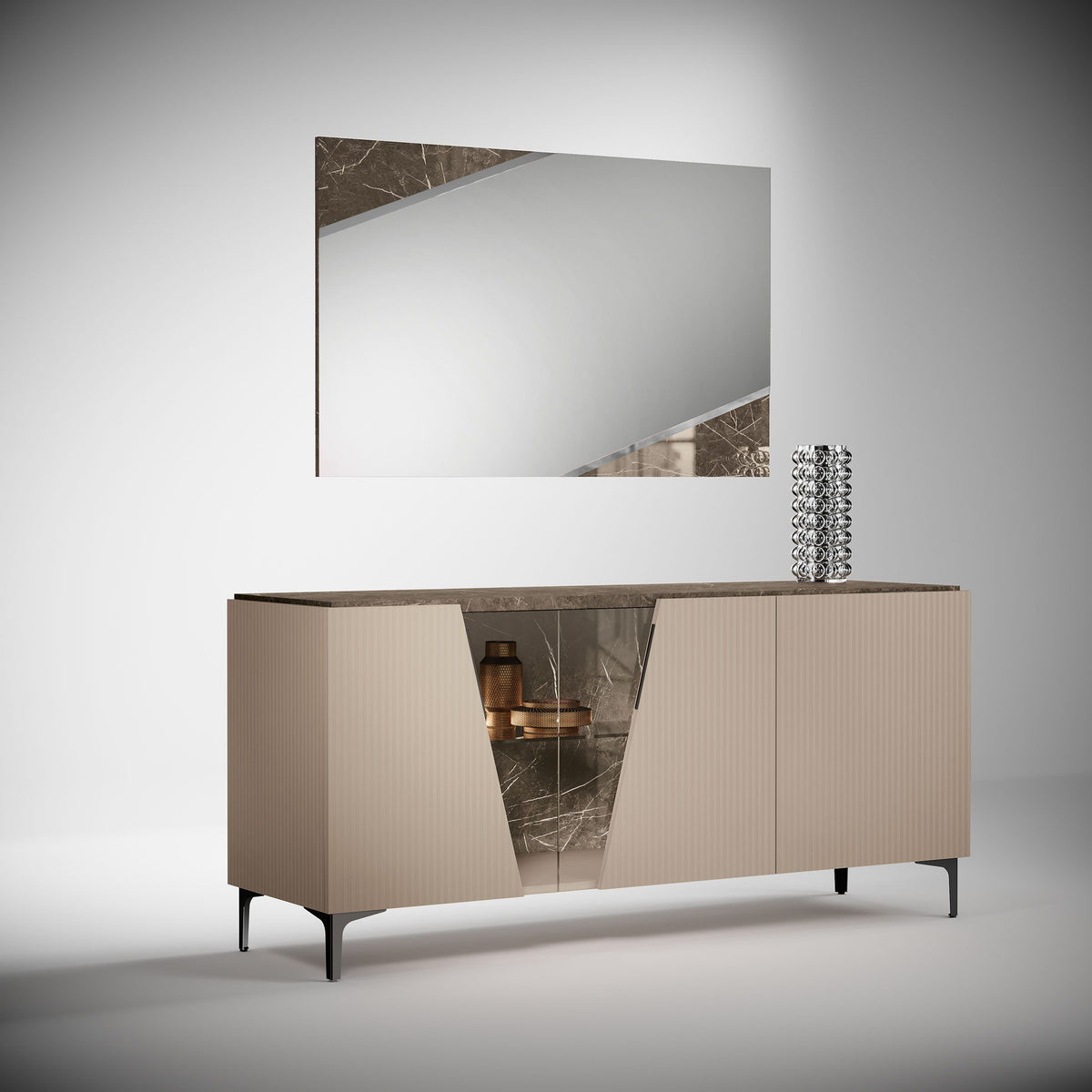 Fidia - Mirror For Buffet - Dark Brown