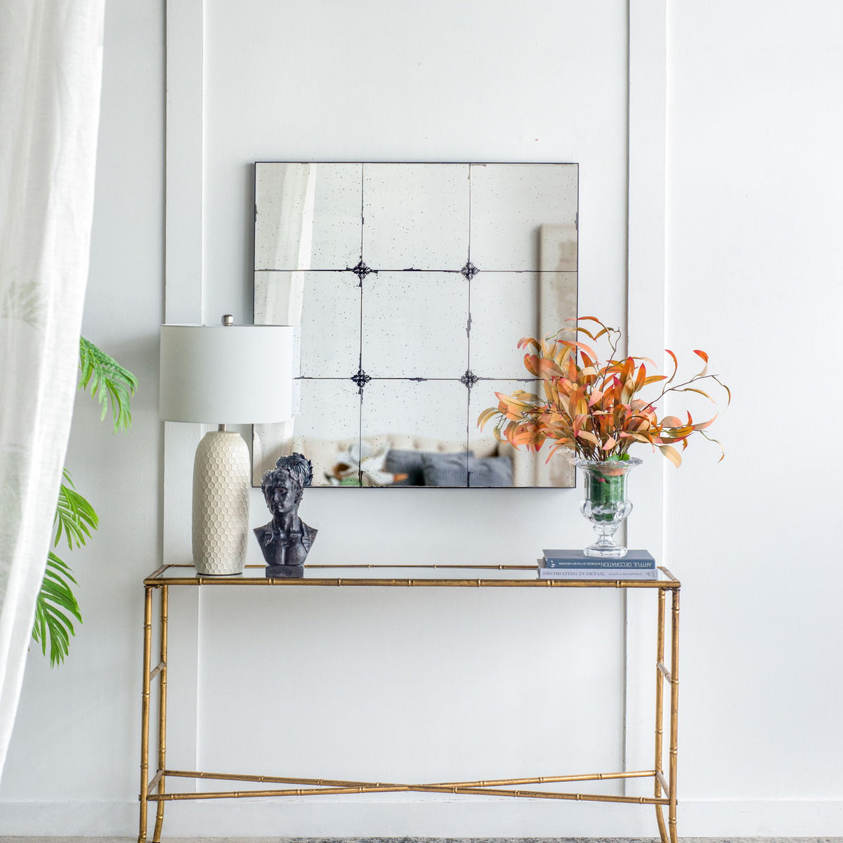 Traditional Decor Style Antique Glass Panel Mirror, Wall Mirror For Bathroom Entryway Console Lean Against Wall