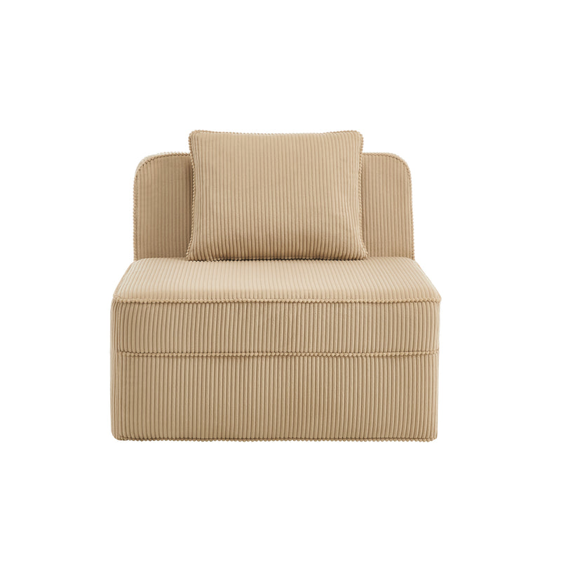 Martha Armless Sofa with Pillow - Camel Corduroy