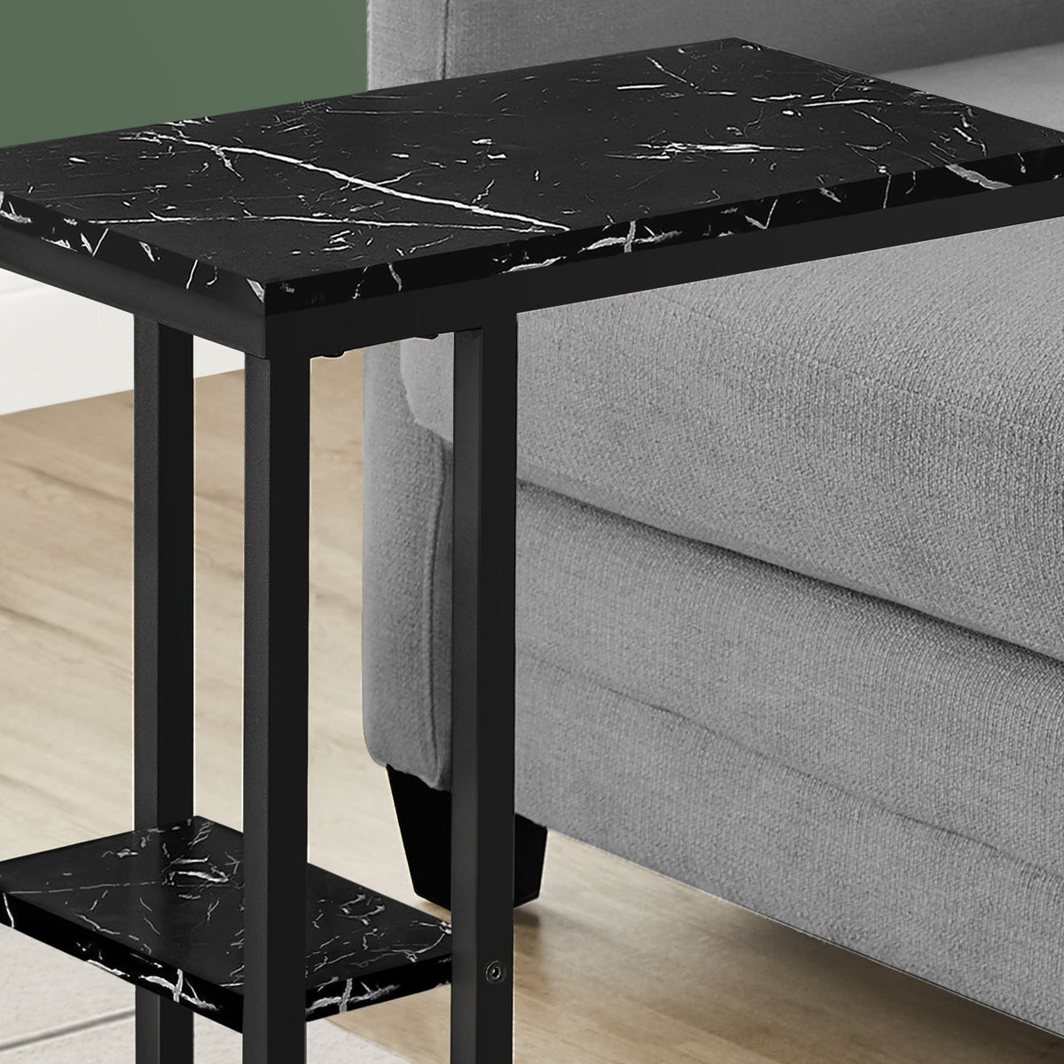 Accent Table, C - Shaped, Marble Look Contemporary & Modern Convenient Design
