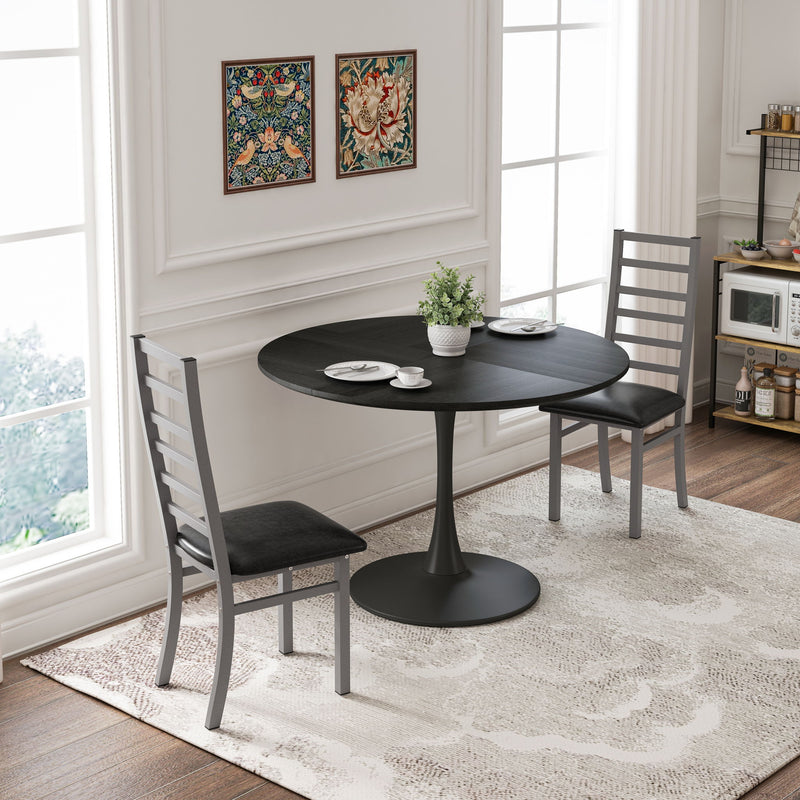 Metal Dining Chairs With Steel Legg, High Back Armless Design