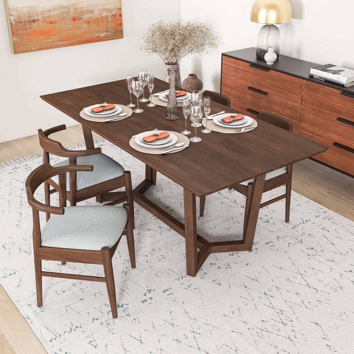Marina - Dining Table And 4 Side Chairs - Oak